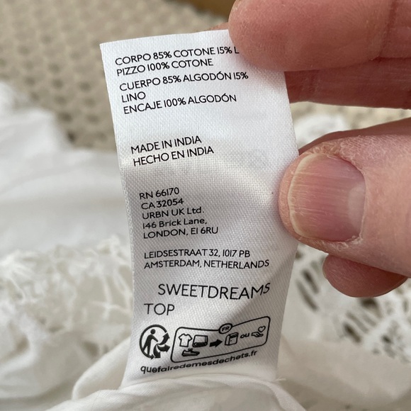 Free people white tie front crochet boho blouse NWT retail $98 szm - Picture 7 of 9